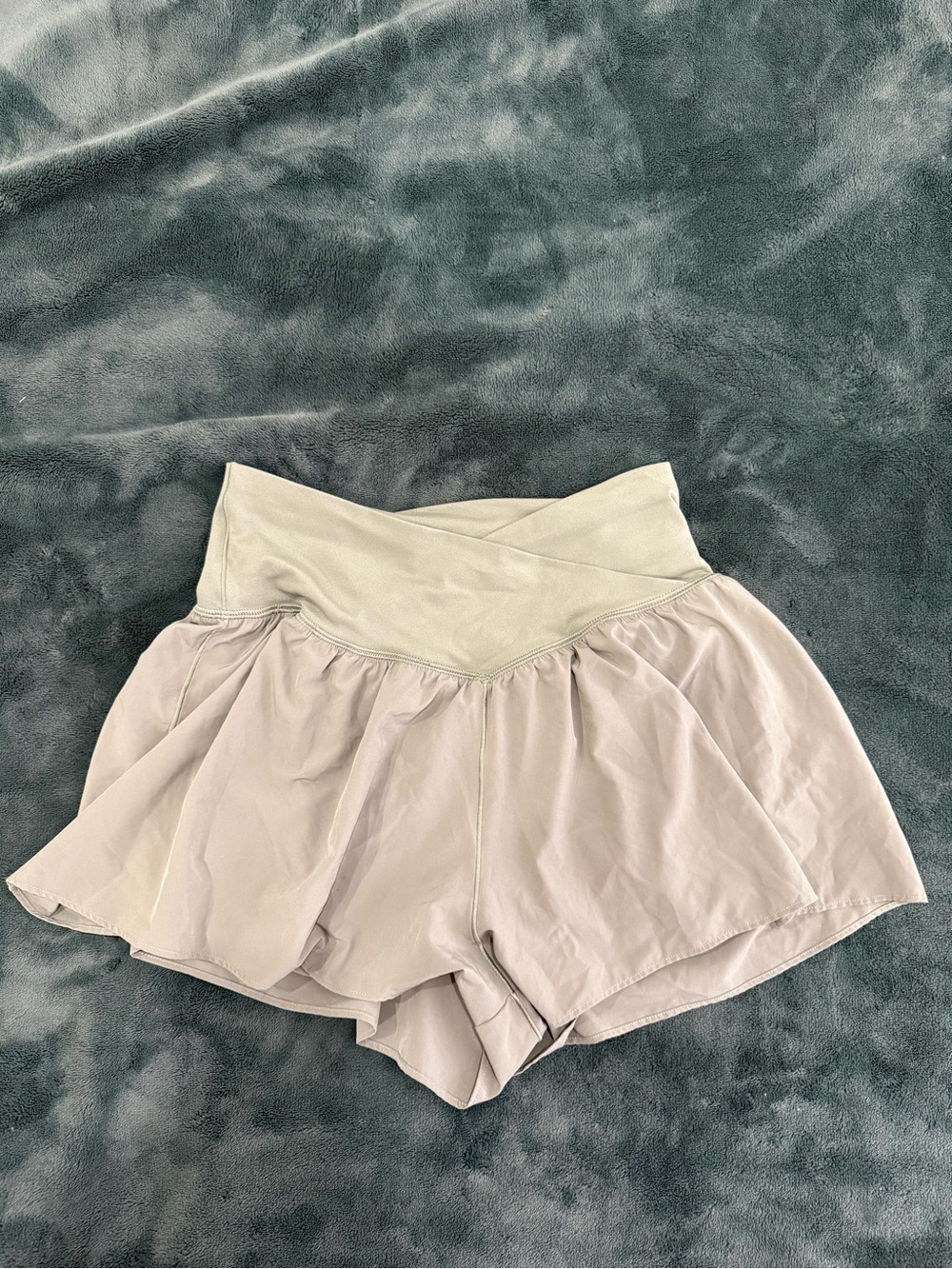 aerie Olive Green Cross-Waist Flow Athletic Shorts